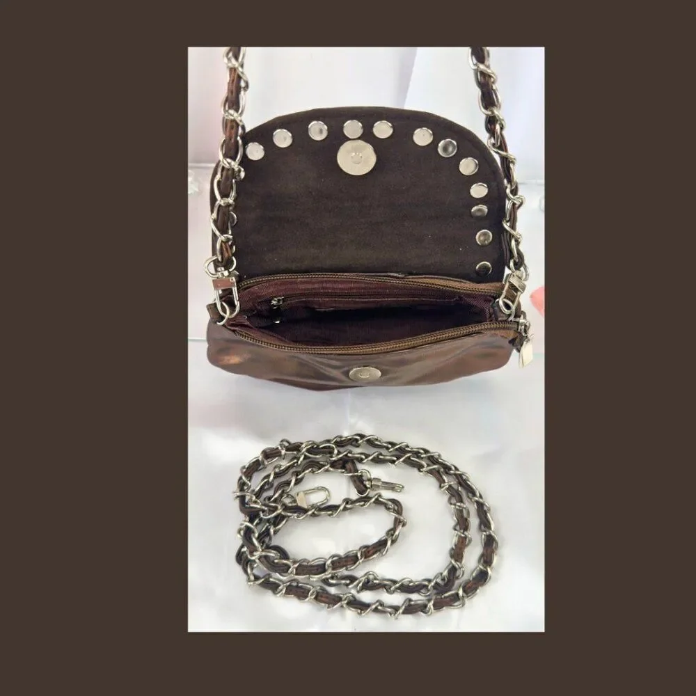 Expressions NYC Bronze Studded Chain Crossbody Bag